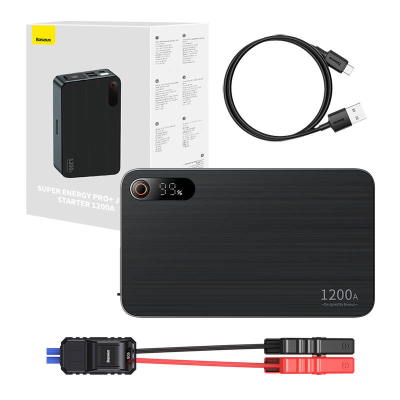 Powerbank/Rozrusznik Baseus Pro+ Car Jump Starter, 12000mAh, 1200A, USB (czarny) - Baseus | Sklep Sellando - Shop
