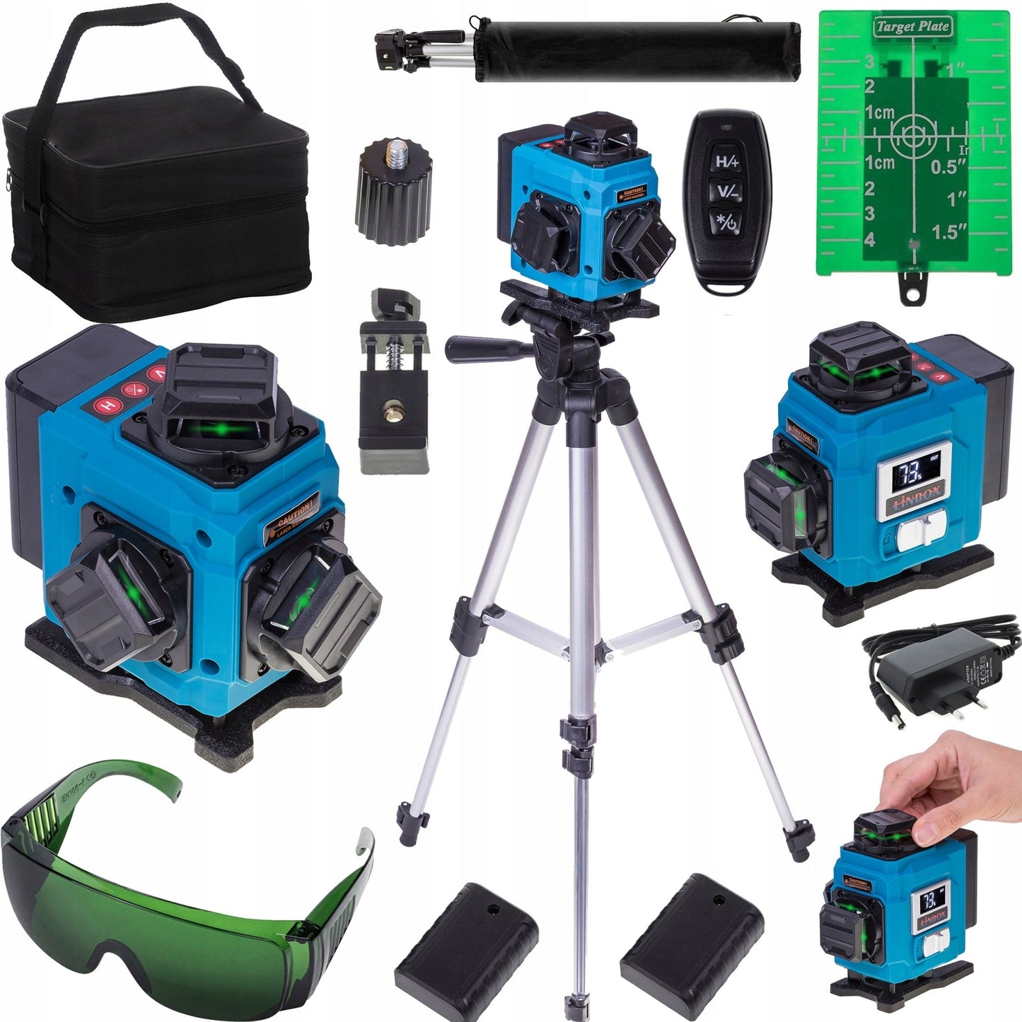 POZIOMICA LASEROWA 360 LINBOX ECO4 LASER KRZYŻOWY 4D + STATYW DO SKOSÓW - bez marki | Sklep Sellando - Shop